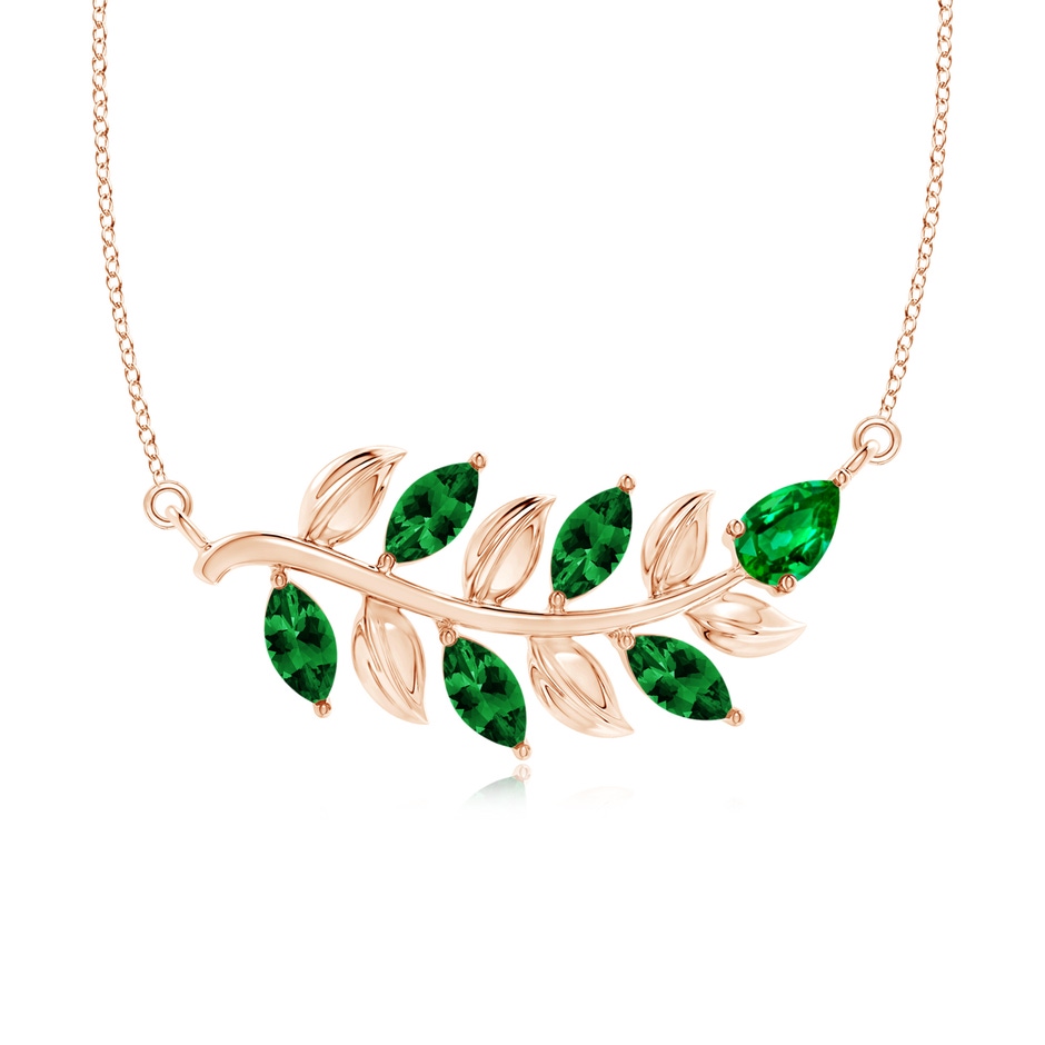 5x2.5mm AAAA Nature Inspired Emerald Tree Branch Necklace in Rose Gold 
