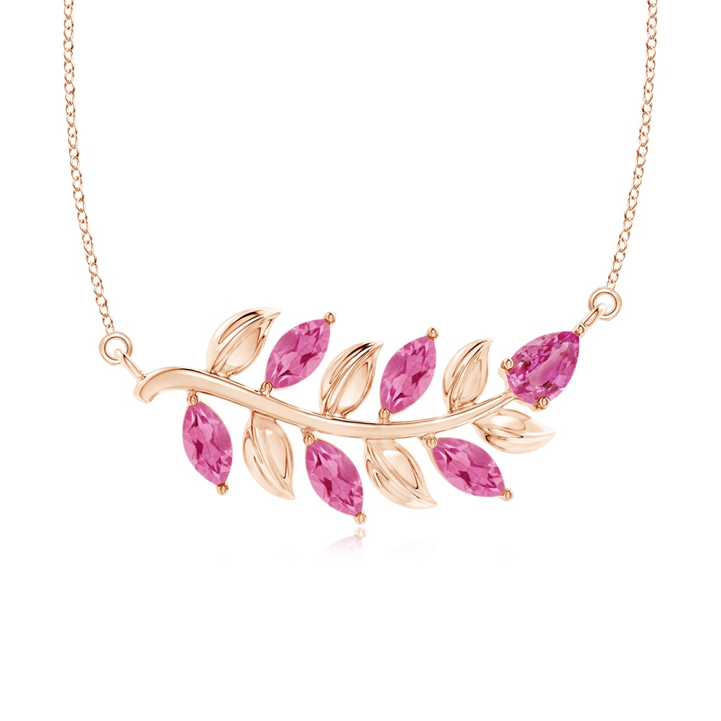5x2.5mm AAA Nature Inspired Pink Sapphire Tree Branch Necklace in Rose Gold