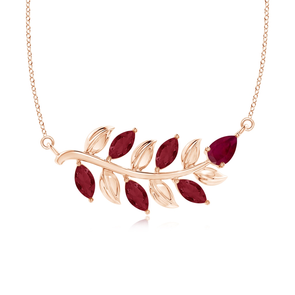 5x2.5mm A Nature Inspired Ruby Tree Branch Necklace in Rose Gold 