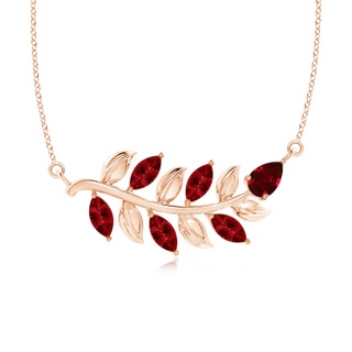 5x2.5mm AAAA Nature Inspired Ruby Tree Branch Necklace in 10K Rose Gold