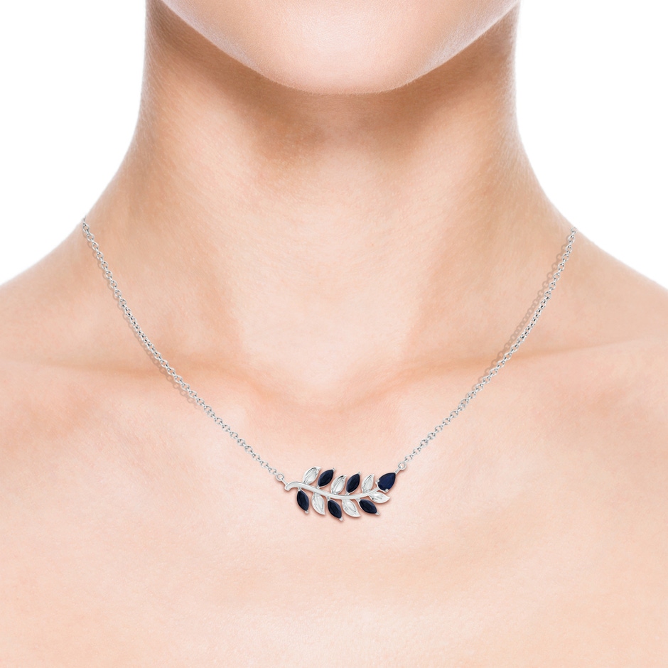 5x2.5mm A Nature Inspired Blue Sapphire Tree Branch Necklace in White Gold product image