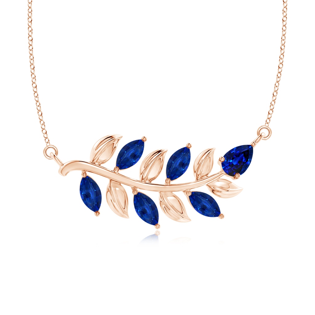 5x2.5mm AAAA Nature Inspired Blue Sapphire Tree Branch Necklace in Rose Gold