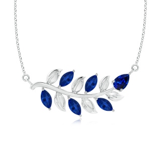 5x2.5mm AAAA Nature Inspired Blue Sapphire Tree Branch Necklace in White Gold