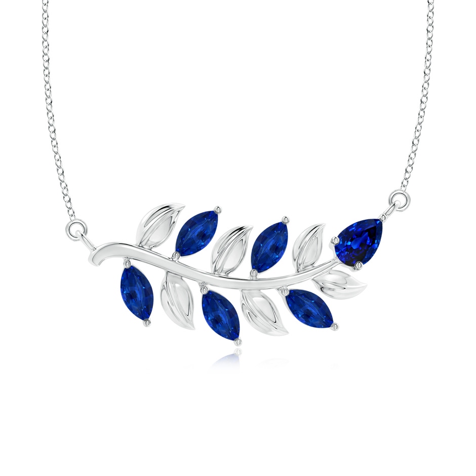 5x2.5mm AAAA Nature Inspired Blue Sapphire Tree Branch Necklace in White Gold 