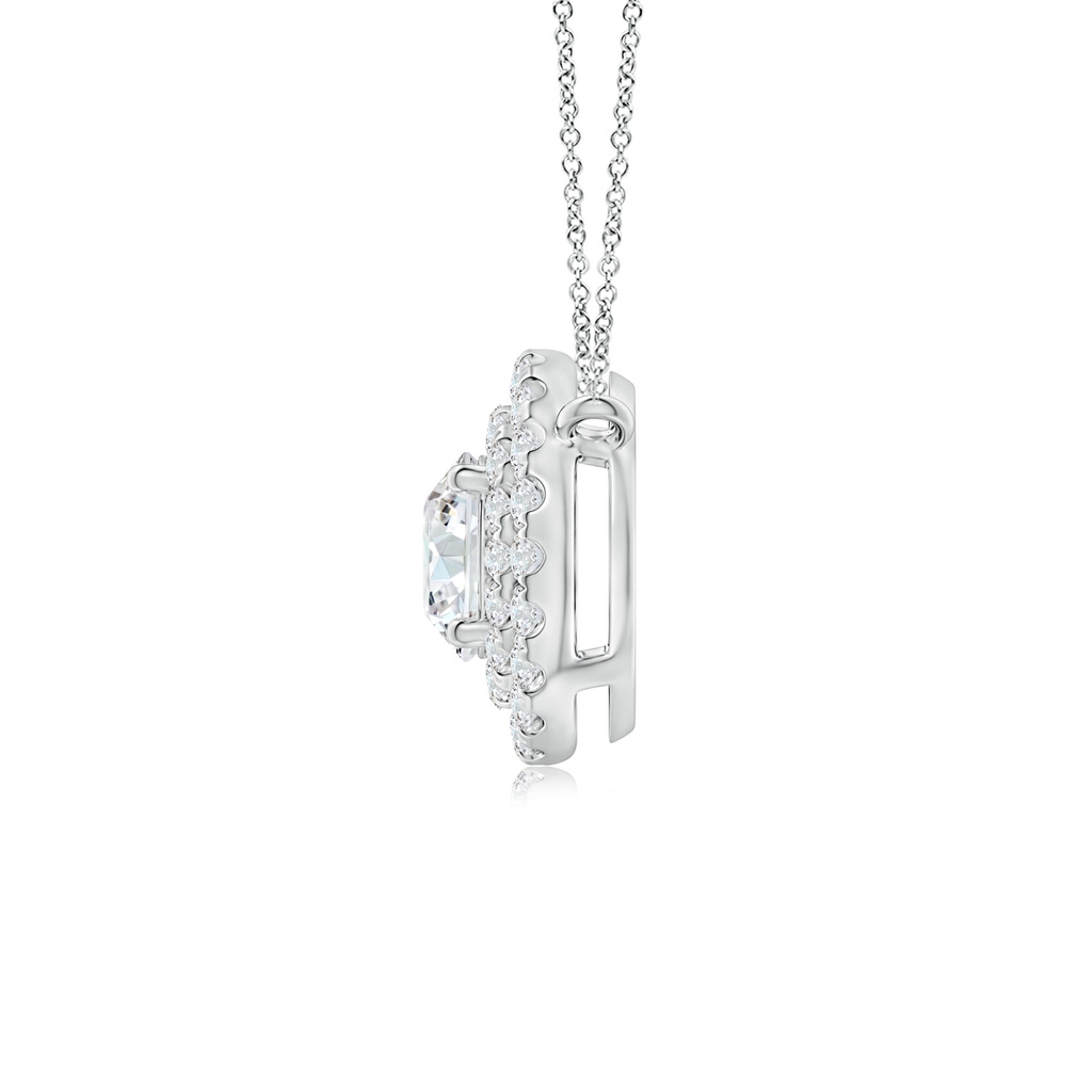 4mm GVS2 Round Diamond Double Halo Pendant Necklace in P950 Platinum Side-1