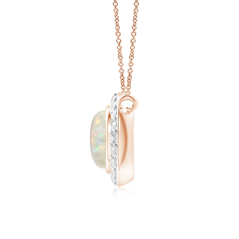 5mm AAA Bezel-Set Round Opal Necklace with Beaded Halo in 18K Rose Gold side 199