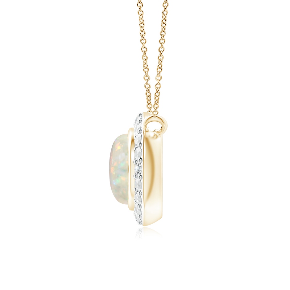 5mm AAA Bezel-Set Round Opal Necklace with Beaded Halo in 18K Yellow Gold side 199