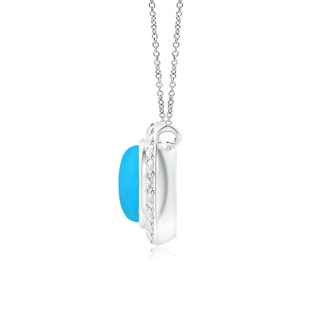 5mm AAAA Bezel-Set Round Turquoise Necklace with Beaded Halo in S999 Silver - side 199