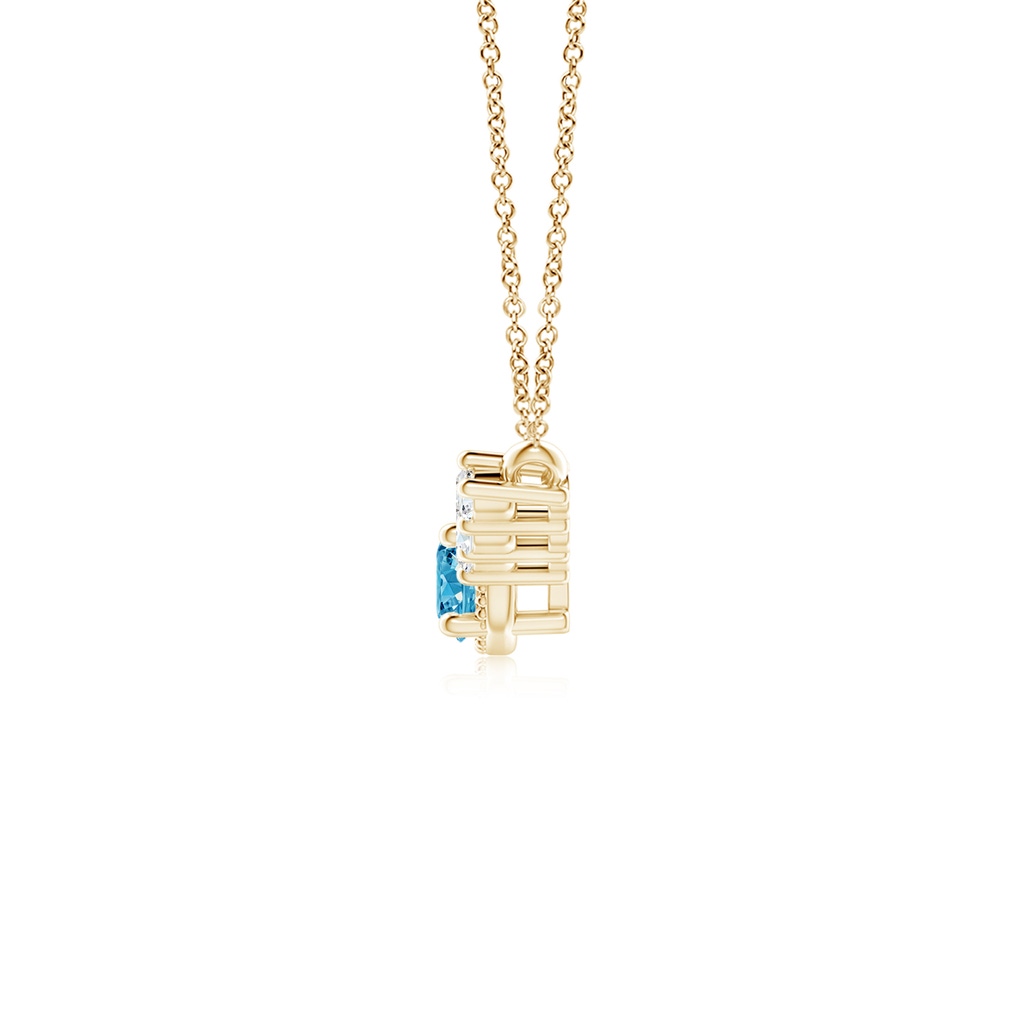 5.1mm AAAA Vintage Inspired Fancy Intense Blue and White Diamond Curved Bar Pendant in Yellow Gold - side 199