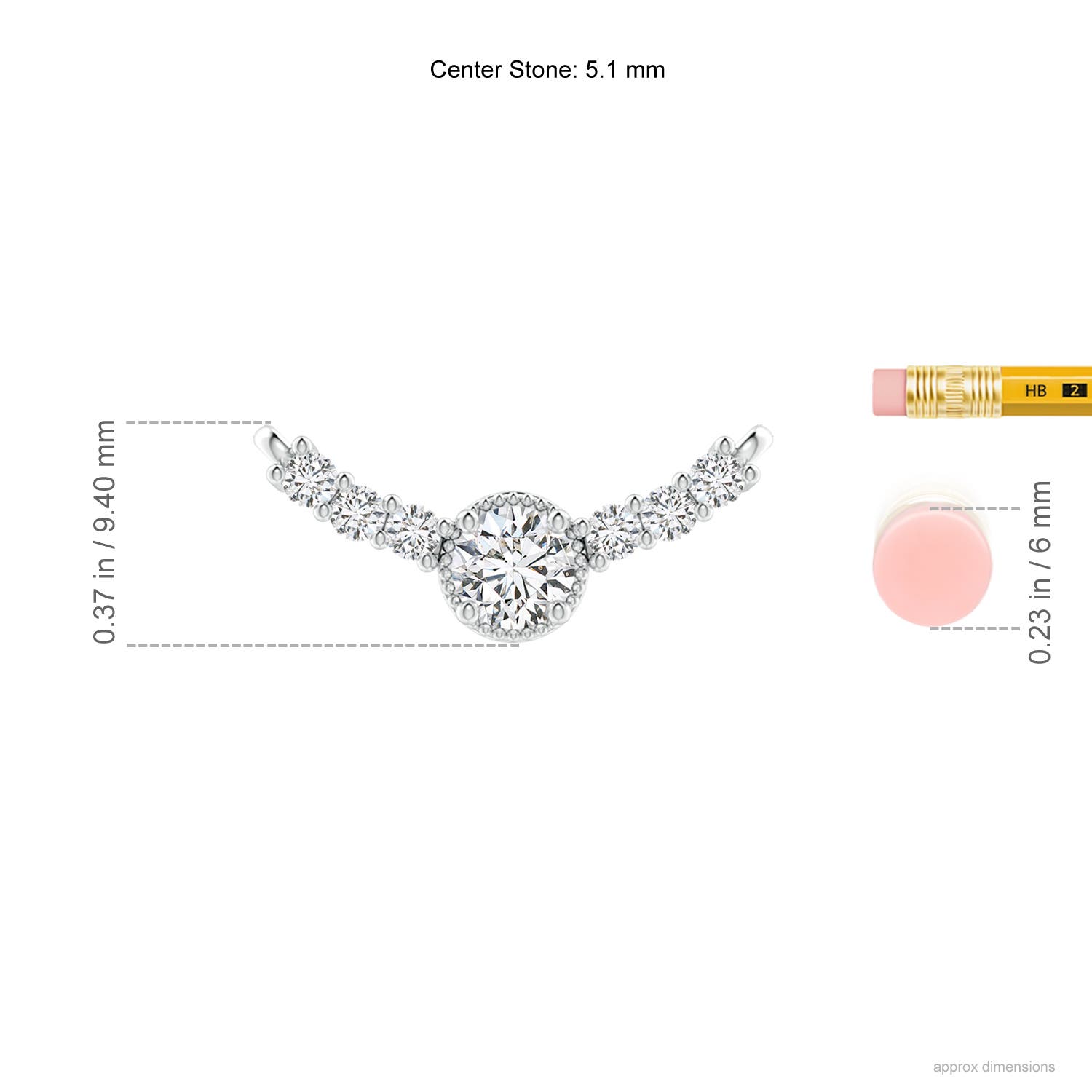 Vintage Inspired Diamond Curved Bar Pendant