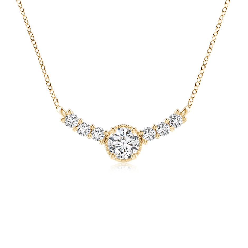 6.4mm HSI2 Vintage Inspired Diamond Curved Bar Pendant in Yellow Gold 