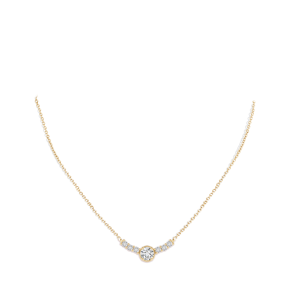 6.4mm HSI2 Vintage Inspired Diamond Curved Bar Pendant in Yellow Gold pen