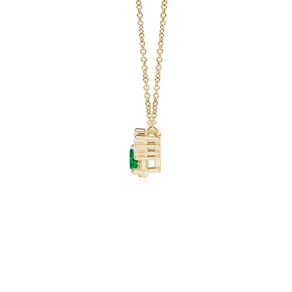 3.5mm AAAA Vintage Inspired Emerald and Diamond Curved Bar Pendant in 18K Yellow Gold - side 199