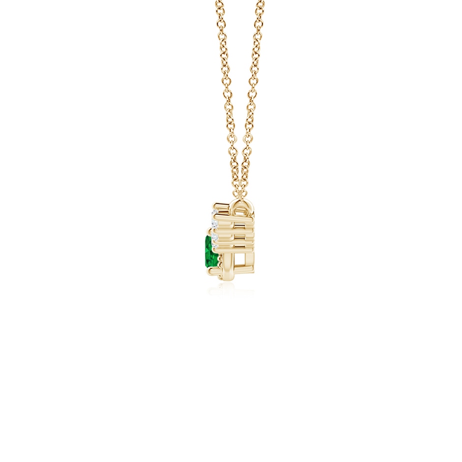 3.5mm AAAA Vintage Inspired Emerald and Diamond Curved Bar Pendant in 18K Yellow Gold side 199