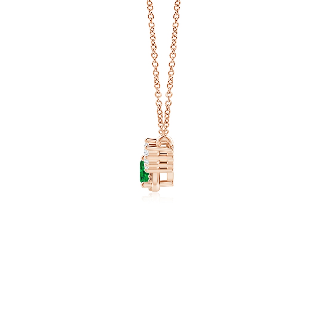 3.5mm AAAA Vintage Inspired Emerald and Diamond Curved Bar Pendant in Rose Gold Side 199