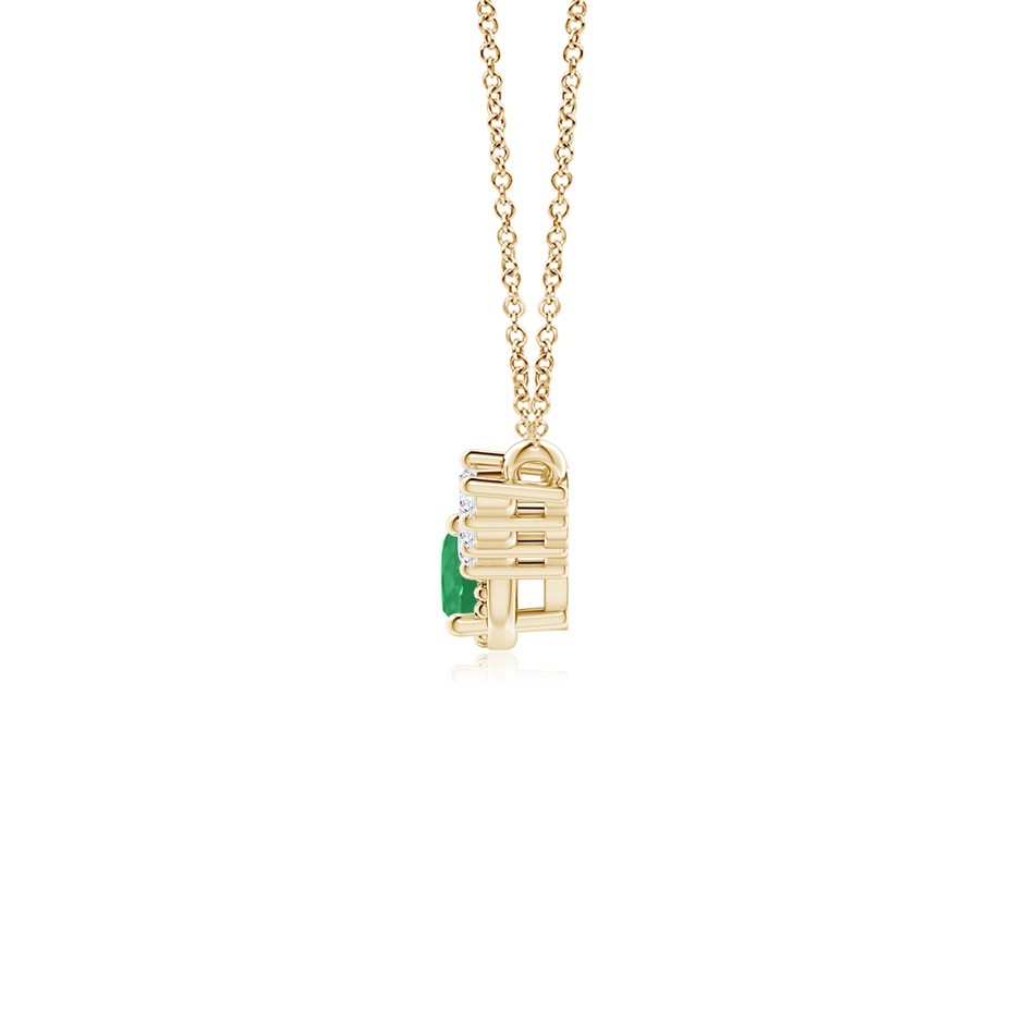4mm A Vintage Inspired Emerald and Diamond Curved Bar Pendant in Yellow Gold side 199