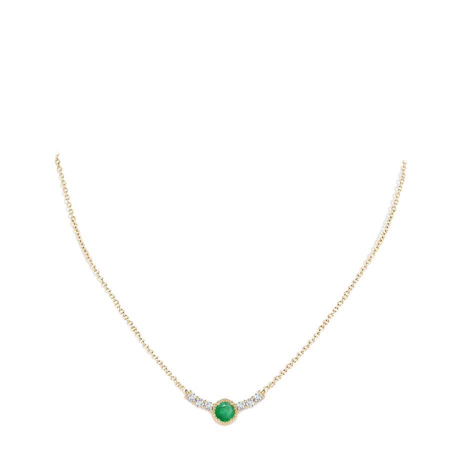 4mm A Vintage Inspired Emerald and Diamond Curved Bar Pendant in Yellow Gold pen
