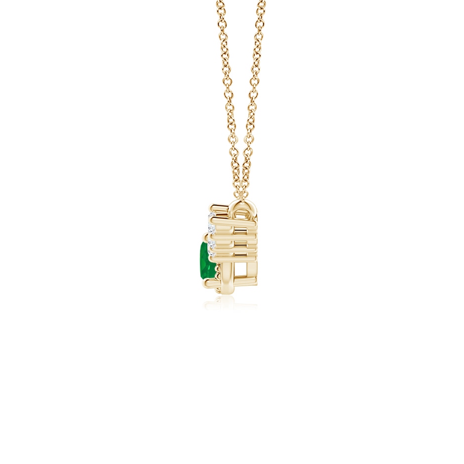 4mm AA Vintage Inspired Emerald and Diamond Curved Bar Pendant in 18K Yellow Gold side 199