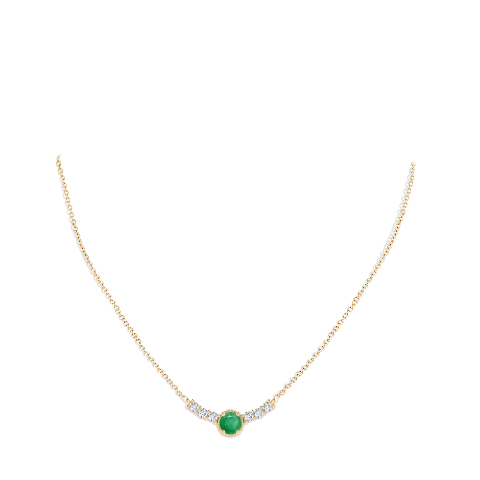 6mm A Vintage Inspired Emerald and Diamond Curved Bar Pendant in Yellow Gold pen