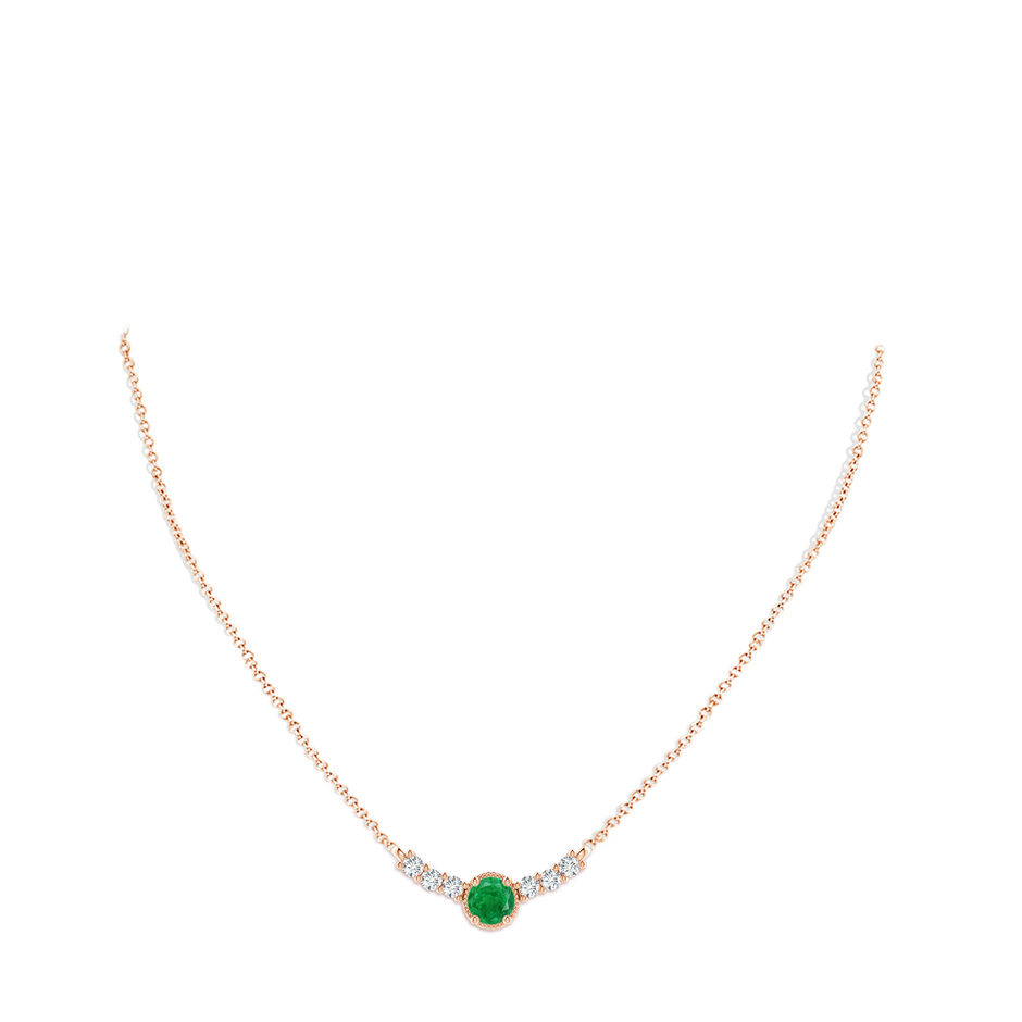 6mm AA Vintage Inspired Emerald and Diamond Curved Bar Pendant in Rose Gold pen