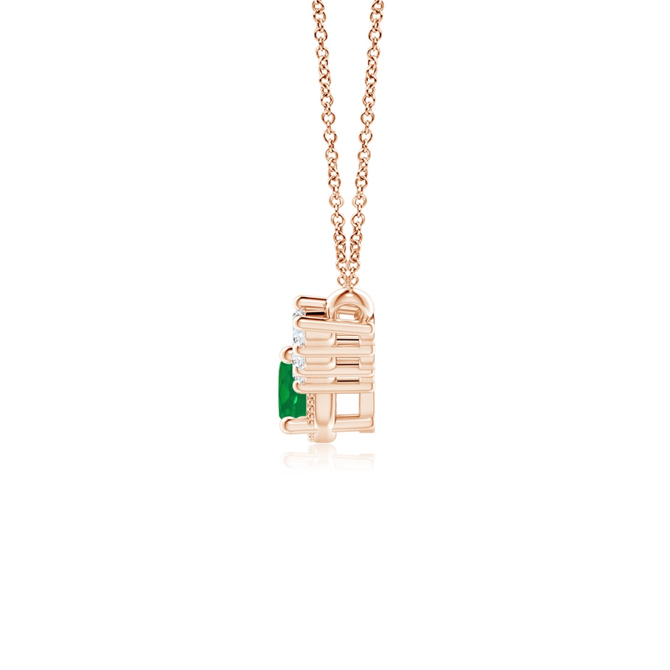 7mm AA Vintage Inspired Emerald and Diamond Curved Bar Pendant in Rose Gold side 199
