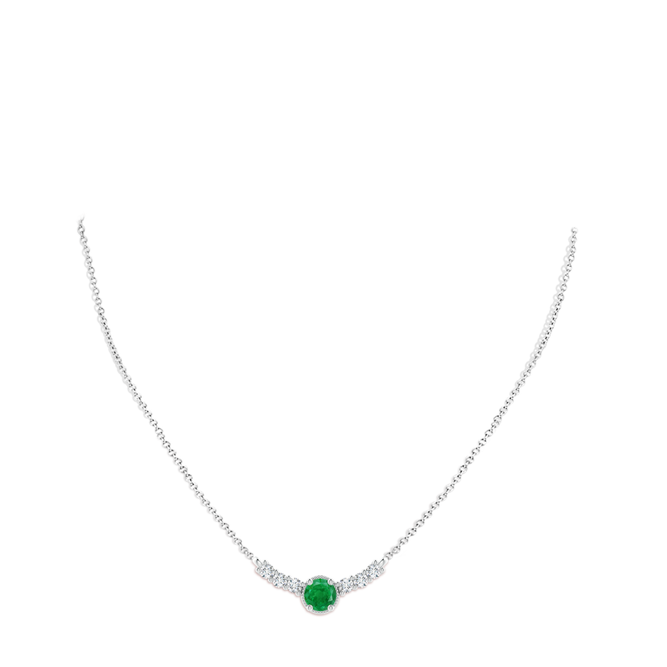 7mm AA Vintage Inspired Emerald and Diamond Curved Bar Pendant in White Gold pen