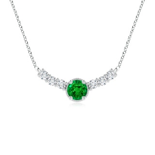 7mm AAAA Vintage Inspired Emerald and Diamond Curved Bar Pendant in P950 Platinum