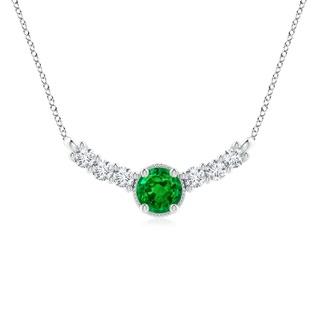 8mm AAAA Vintage Inspired Emerald and Diamond Curved Bar Pendant in P950 Platinum