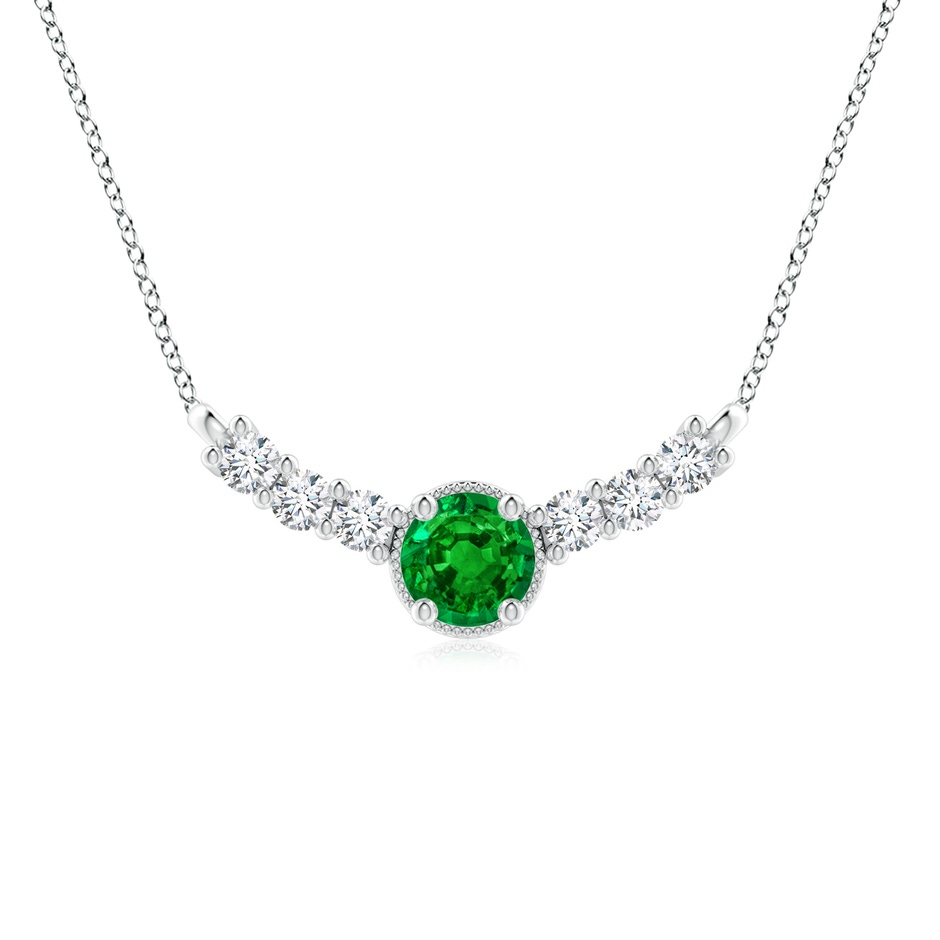 8mm AAAA Vintage Inspired Emerald and Diamond Curved Bar Pendant in P950 Platinum 