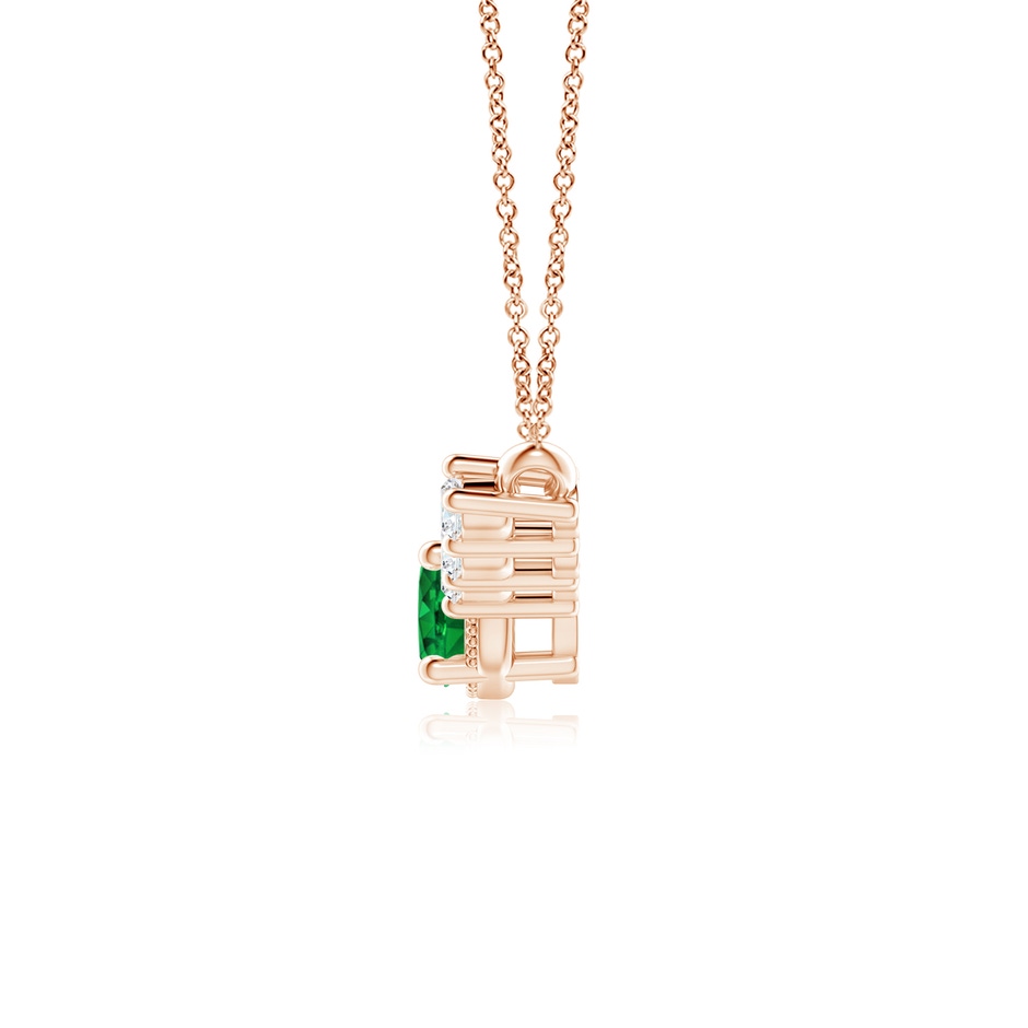 8mm AAAA Vintage Inspired Emerald and Diamond Curved Bar Pendant in Rose Gold side 199