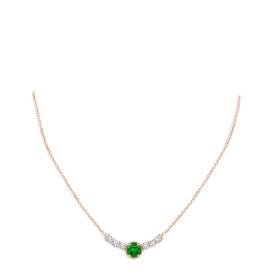 8mm AAAA Vintage Inspired Emerald and Diamond Curved Bar Pendant in Rose Gold pen