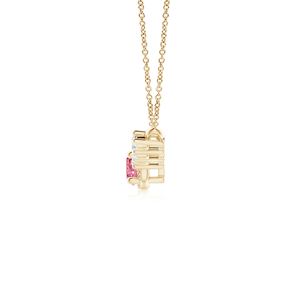 5.1mm AAAA Vintage Inspired Fancy Intense Pink and White Diamond Curved Bar Pendant in Yellow Gold - side 199