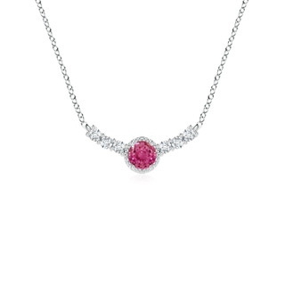 3.5mm AAAA Vintage Style Pink Sapphire and Diamond Curved Bar Pendant in P950 Platinum