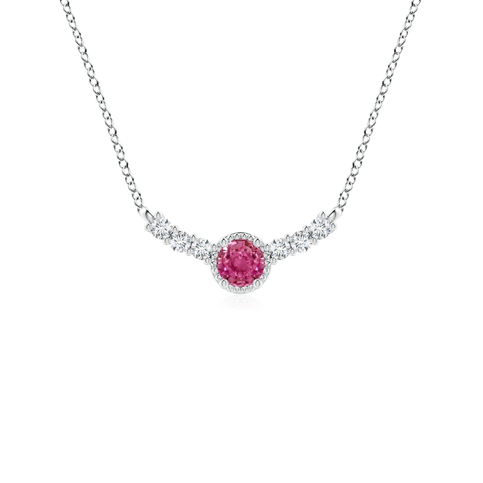 3.5mm AAAA Vintage Style Pink Sapphire and Diamond Curved Bar Pendant in P950 Platinum 