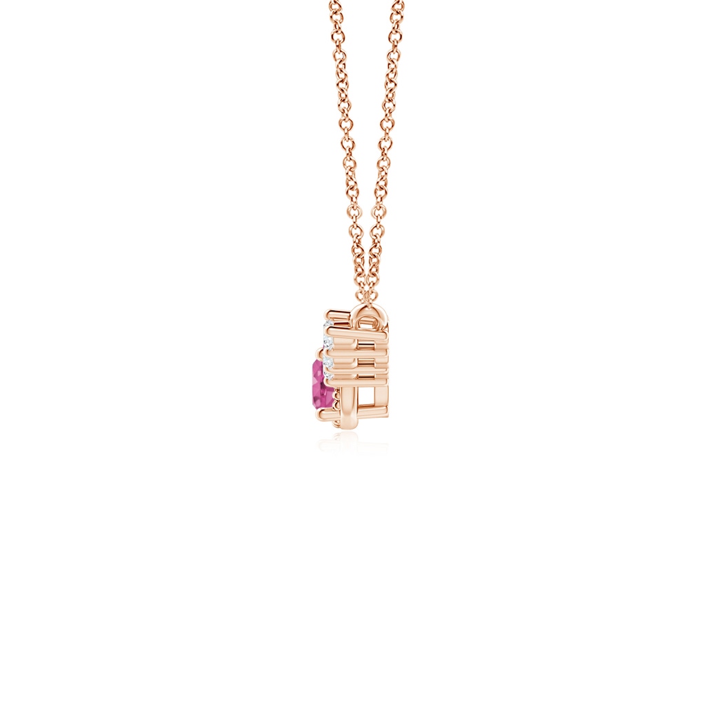 3.5mm AAAA Vintage Style Pink Sapphire and Diamond Curved Bar Pendant in Rose Gold - side_1