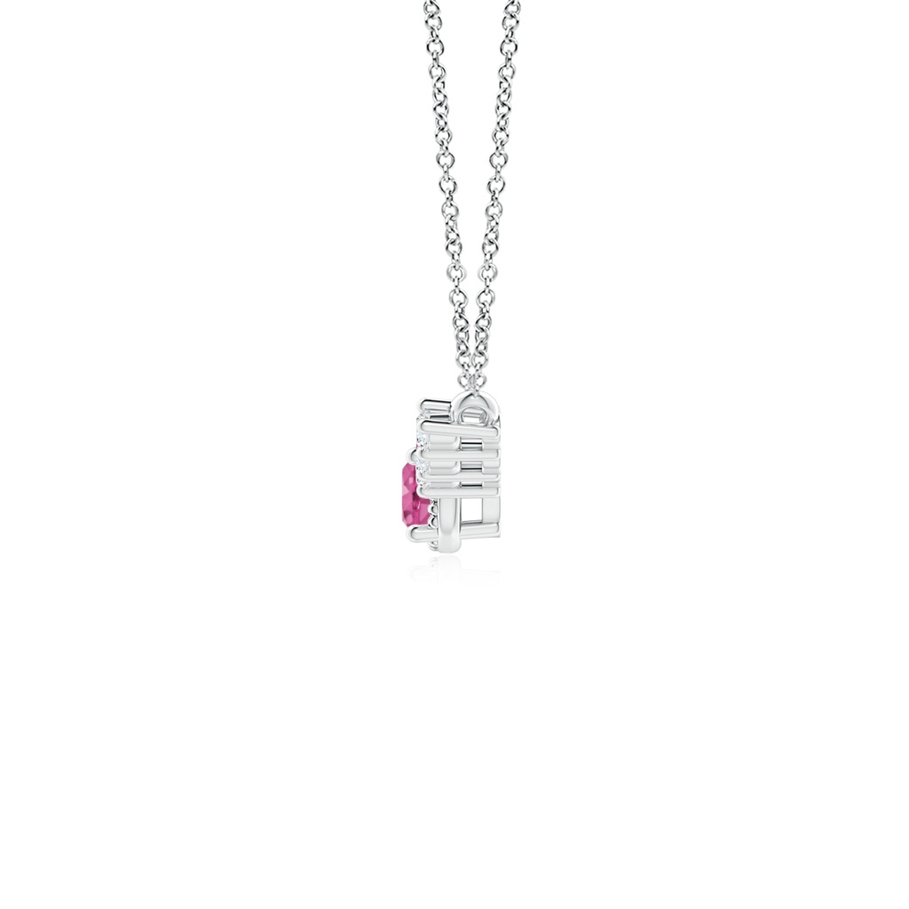 3.5mm AAAA Vintage Style Pink Sapphire and Diamond Curved Bar Pendant in S999 Silver - side_1