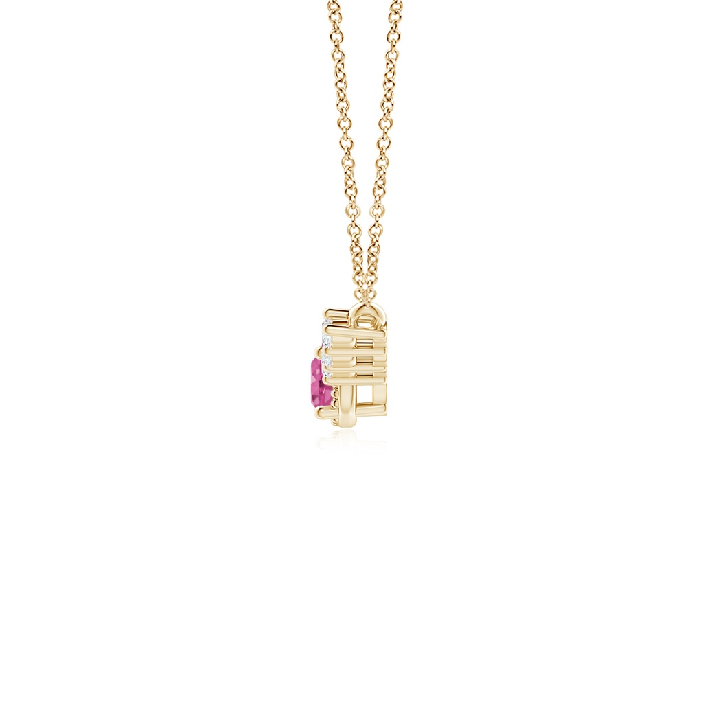 3.5mm AAAA Vintage Style Pink Sapphire and Diamond Curved Bar Pendant in Yellow Gold - side_1