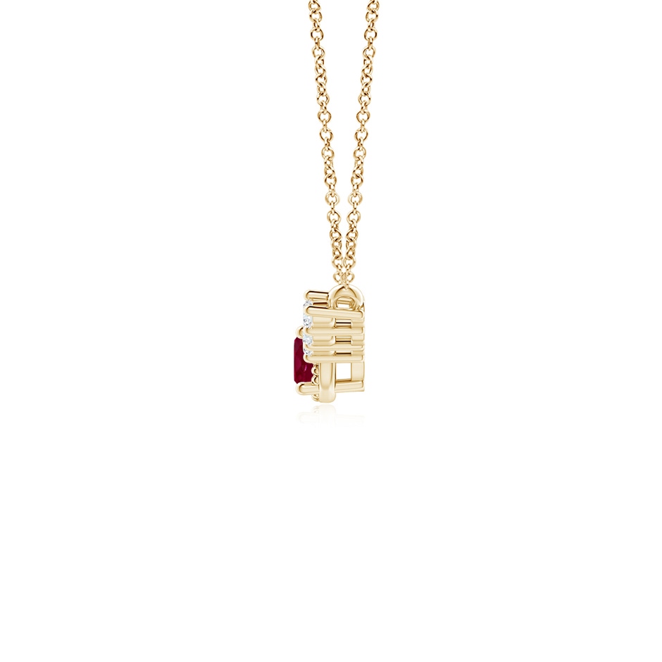3.5mm A Vintage Inspired Ruby and Diamond Curved Bar Pendant in Yellow Gold side 199