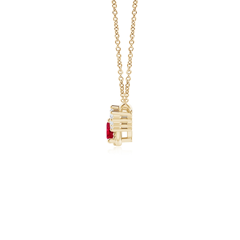 3.5mm AAA Vintage Inspired Ruby and Diamond Curved Bar Pendant in Yellow Gold side 199