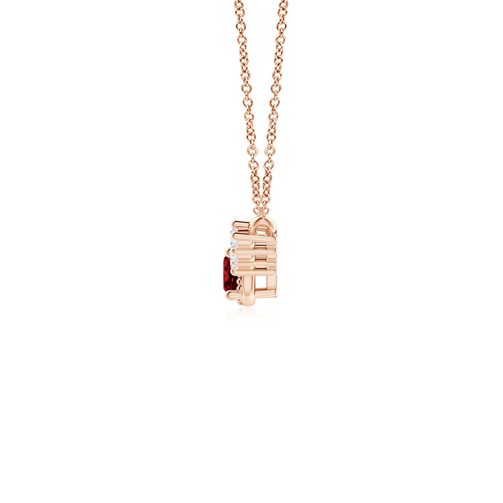 3.5mm AAAA Vintage Inspired Ruby and Diamond Curved Bar Pendant in Rose Gold - side 199