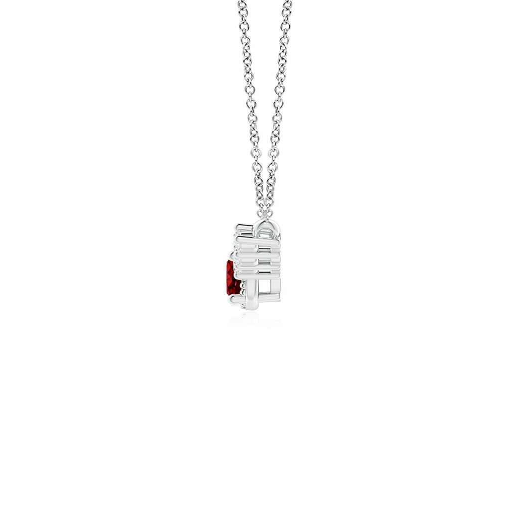 3.5mm AAAA Vintage Inspired Ruby and Diamond Curved Bar Pendant in S999 Silver - side 199