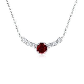 6mm AAAA Vintage Inspired Ruby and Diamond Curved Bar Pendant in P950 Platinum