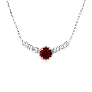 7mm AAAA Vintage Inspired Ruby and Diamond Curved Bar Pendant in P950 Platinum