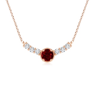 7mm AAAA Vintage Inspired Ruby and Diamond Curved Bar Pendant in Rose Gold