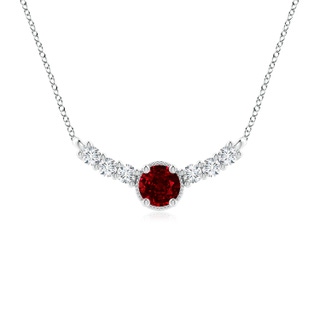 7mm AAAA Vintage Inspired Ruby and Diamond Curved Bar Pendant in S999 Silver