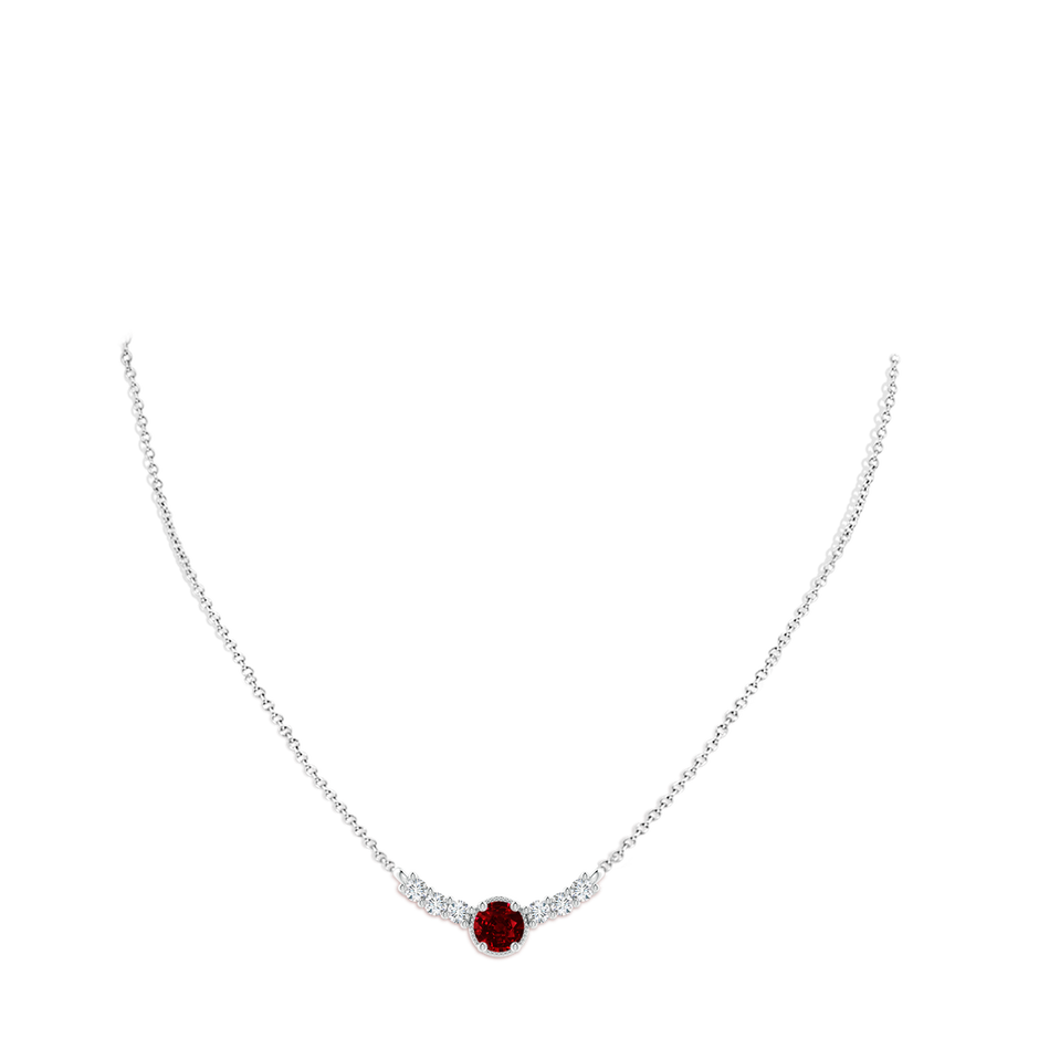 7mm AAAA Vintage Inspired Ruby and Diamond Curved Bar Pendant in S999 Silver pen