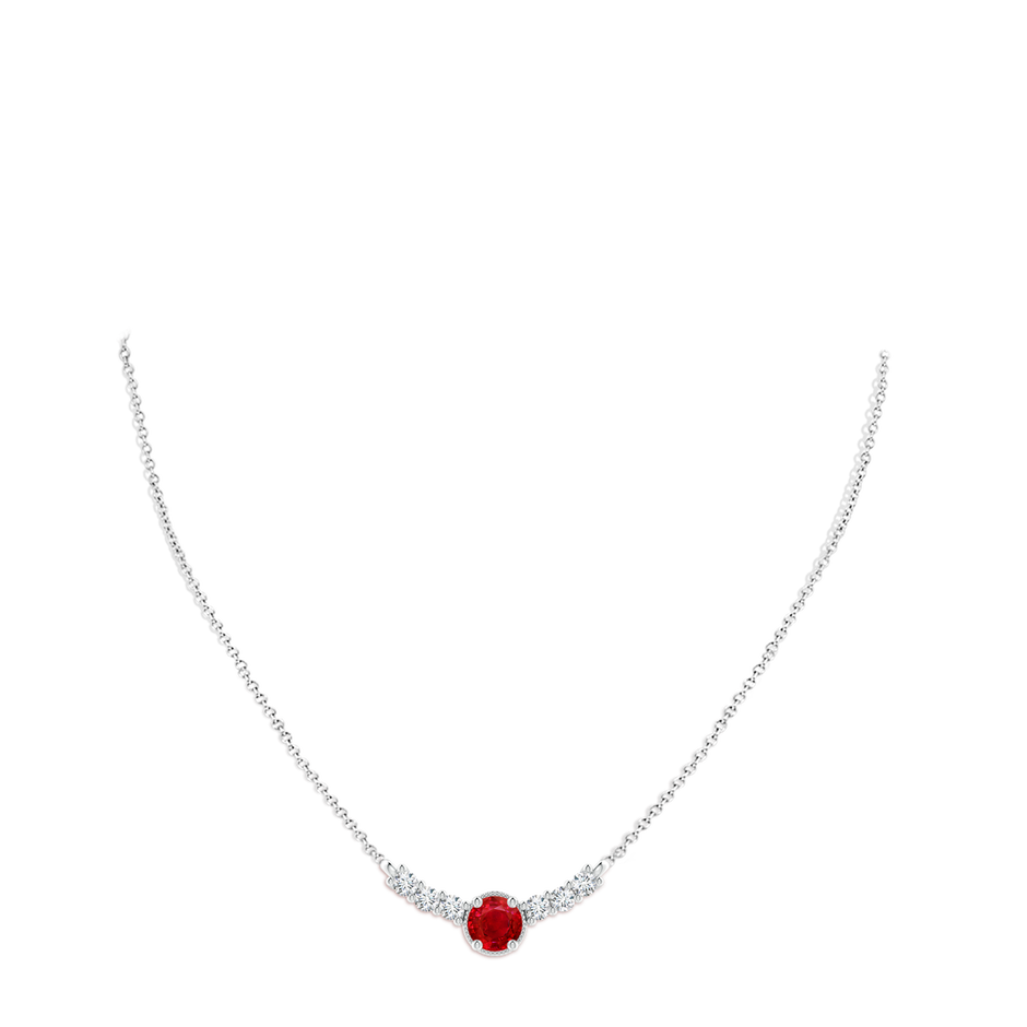 8mm AAA Vintage Inspired Ruby and Diamond Curved Bar Pendant in P950 Platinum pen