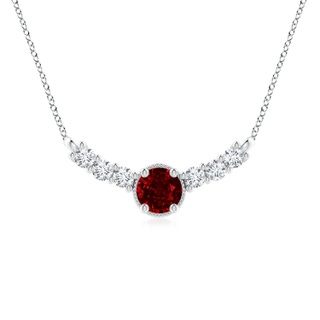 8mm AAAA Vintage Inspired Ruby and Diamond Curved Bar Pendant in P950 Platinum