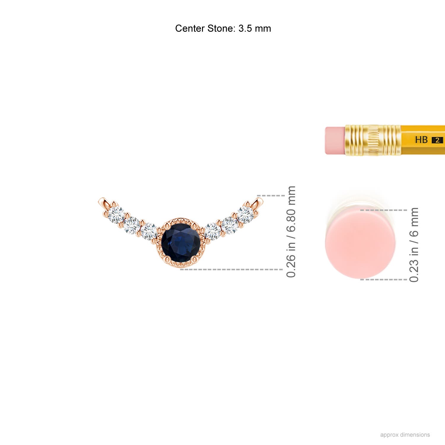 A - Blue Sapphire / 0.33 CT / 14 KT Rose Gold