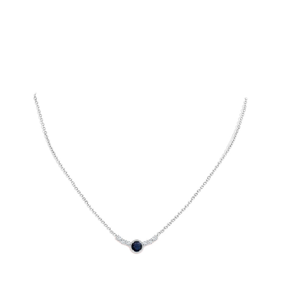 3.5mm A Vintage Inspired Sapphire and Diamond Curved Bar Pendant in White Gold pen